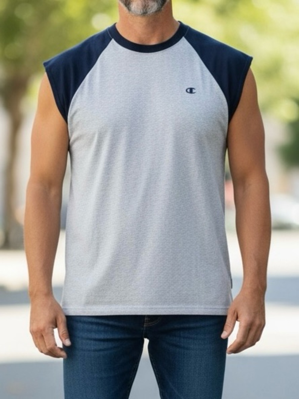 Champion Men’s Sleeveless Raglan Muscle Tee